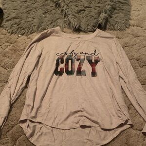 Maurices Light Pink "Cozy" Long Sleeve Pajama Top